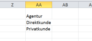 Auswahlliste erstellen