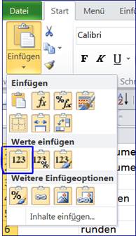 Excel: Werte einfügen