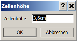 Excel: Zeilenhöhe in cm
